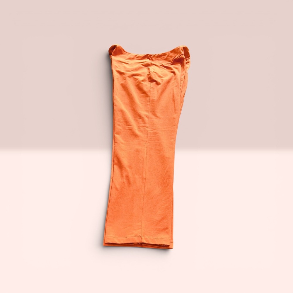 Women w/Control Renee Greenstein LP Orange PullOn Crop Pants Stretch Pocket EUC